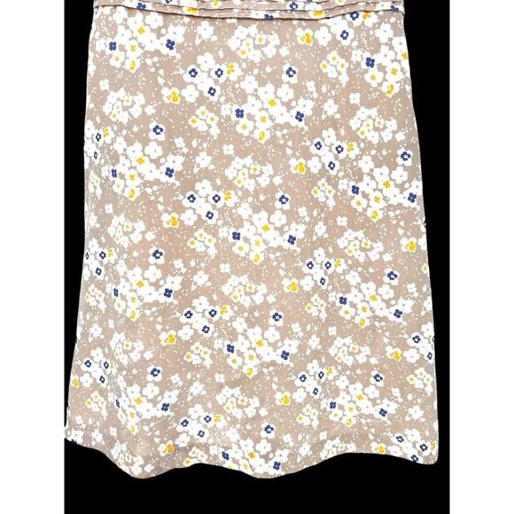 LL BEAN Women's Sleeveless V Neck Dress Linen Beige Floral Sz 6 Casual Beach - Picture 4 of 15